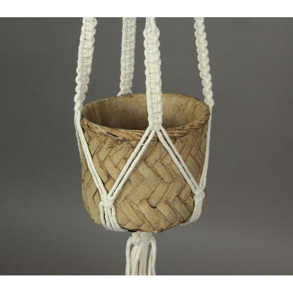 Rope Hanging Cement Succulent Bowl Flower Pot Home Decor Decorative Planter - Picture 3 of 3